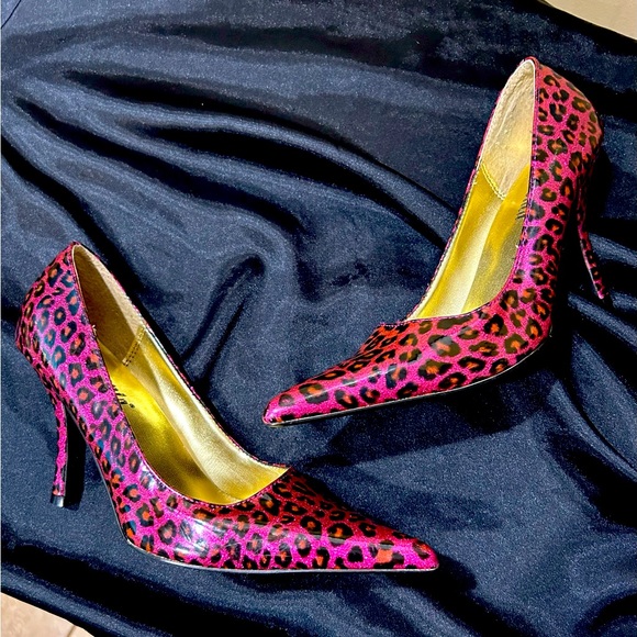 Hot Pink Leopard Print Demonia Pumps - Picture 1 of 5